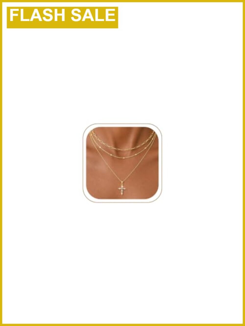 3pcs 14K Gold Plated Layered Cross Necklace for Women